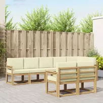 Lauko sofos komplektas 8 pcs Balta ir kreminė Poliesteris