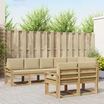 Lauko sofos komplektas 8 pcs Balta ir kreminė Poliesteris