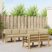 Lauko sofos komplektas 8 vnt. 8 vietos Balta ir kreminė