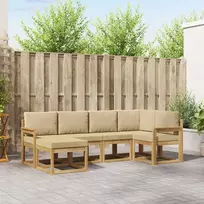 Lauko sofos komplektas 6 vnt. 6 vietos Balta ir kreminė