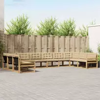 Lauko sofos komplektas 10 vnt. 10 vietos Balta ir kreminė