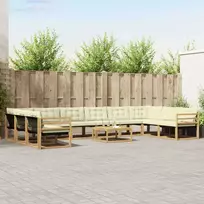 Lauko sofos komplektas su pagalve 11 pcs Balta ir kreminė
