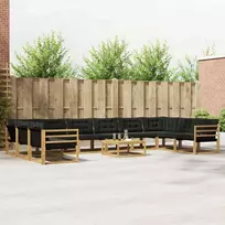 Lauko sofos komplektas su pagalve 11 pcs Balta ir juoda