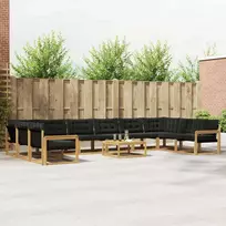 Lauko sofos komplektas su pagalve 11 pcs Balta ir juoda