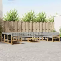 Lauko sofos komplektas 11 pcs Balta ir šviesiai pilka