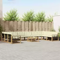 Lauko sofos komplektas su pagalve 11 pcs Balta ir kreminė
