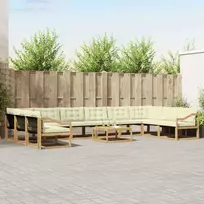 Lauko sofos komplektas su pagalve 11 pcs Balta ir kreminė