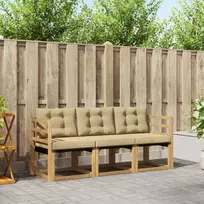 Lauko sofos komplektas su pagalve 3 pcs Balta ir kreminė