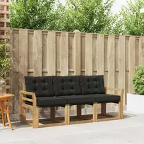 Lauko sofos komplektas 3 vnt. 3 vietos Balta ir juoda