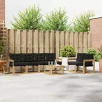 Lauko sofos komplektas su pagalve 7 pcs Balta ir juoda