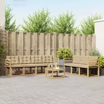 Lauko sofos komplektas su pagalve 8 pcs Balta ir kreminė