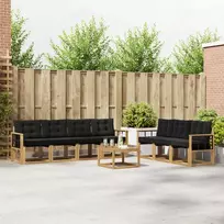 Lauko sofos komplektas su pagalve 8 pcs Balta ir juoda
