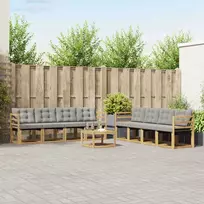 Lauko sofos komplektas su pagalve 9 pcs Balta ir šviesiai pilka