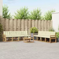 Lauko sofos komplektas su pagalve 9 pcs Balta ir kreminė