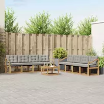 Lauko sofos komplektas su pagalve 9 pcs Balta ir šviesiai pilka