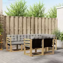 Lauko sofos komplektas 7 vnt. 7 vietos Balta ir šviesiai pilka