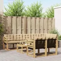 Lauko sofos komplektas su pagalve 9 pcs Balta ir kreminė