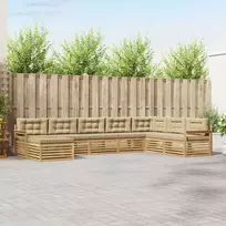 Lauko sofos komplektas su pagalve 8 pcs Balta ir kreminė
