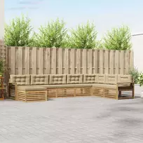 Lauko sofos komplektas su pagalve 8 pcs Balta ir kreminė