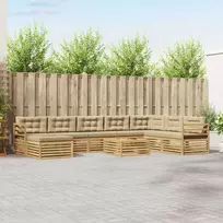 Lauko sofos komplektas 9 pcs Balta ir kreminė Poliesteris