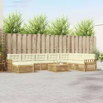 Lauko sofos komplektas su pagalve 9 pcs Balta ir kreminė