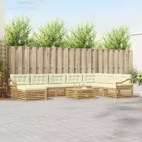 Lauko sofos komplektas 9 vnt. 8 vietos Balta ir kreminė