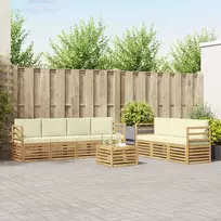 Lauko baldų komplektas Sofų komplektai 8 vnt. 7 vietos Baltas and Kreminis Polyester