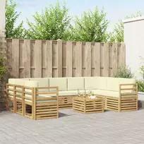Lauko baldų komplektas Lauko sofos komplektas 10 vnt. 9 vietos Balta ir kreminė