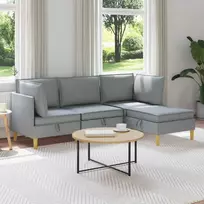 Svetainės baldų komplektas 4 pcs Šviesiai pilka Audinys