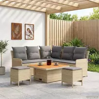 Lauko baldų komplektas Baldų komplektai 6 pcs Bežinė ir šviesiai pilka PE ratanas