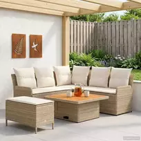 Lauko baldų komplektas Baldų komplektai su pagalve 5 pcs Bežinė ir kreminė PE ratanas