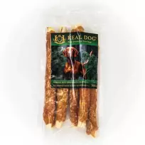 Real Dog SNACKS Žaliaminės odos ritinys su vištiena 25cm 500g