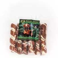 Real Dog SNACKS Žaliaminės odos ritinys su triušiena 18-20cm 500g