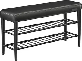 Songmics Batų suoliukas 100x30x50 cm juodos spalvos dirbtinė oda