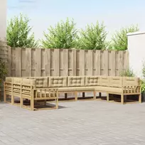 Lauko baldų komplektas Lauko sofos komplektas su pagalve 9 pcs Balta ir kreminė