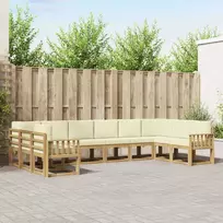 Lauko sofos komplektas su pagalve 10 pcs Balta ir kreminė