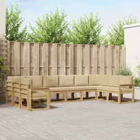 Lauko sofos komplektas su pagalve 10 pcs Balta ir kreminė