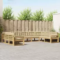 Lauko sofos komplektas su pagalve 9 pcs Balta ir kreminė