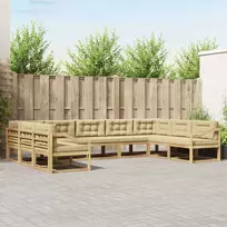 Lauko sofos komplektas su pagalve 9 pcs Balta ir kreminė
