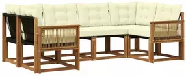 Lauko sofos komplektas 6 pcs Natūralus ir grietinėlė