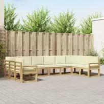 Lauko sofos komplektas 10 vnt. 10 vietos Balta ir kreminė