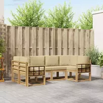 Lauko sofos komplektas 6 vnt. 6 vietos Balta ir kreminė