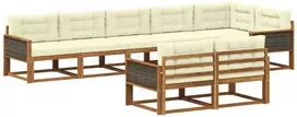 Lauko sofos komplektas 8 pcs Natūralus ir grietinėlė