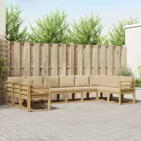Lauko baldų komplektas Lauko sofos komplektas su pagalve 10 pcs Balta ir kreminė