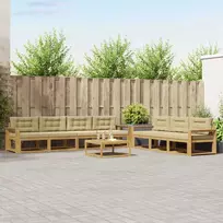 Lauko sofos komplektas 7 vnt. 7 vietos Balta ir kreminė