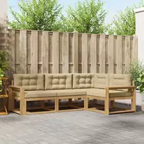 Lauko baldų komplektas Lauko sofos komplektas 3 pcs Balta ir kreminė Poliesteris