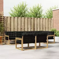 Lauko sofos komplektas 7 vnt. 7 vietos Balta ir juoda