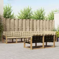 Lauko sofos komplektas su pagalve 8 pcs Balta ir kreminė