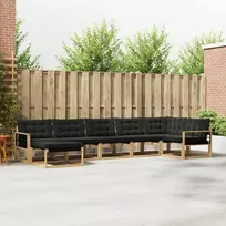 Lauko sofos komplektas 7 vnt. Balta ir juoda