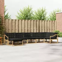 Lauko sofos komplektas 7 vnt. Balta ir juoda